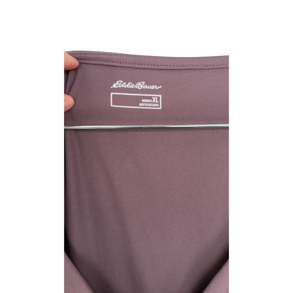 Eddie Bauer Womens XL Plum Purple Sleeveless Faux Wrap Empire Waist Pocket Dress - Picture 3 of 8